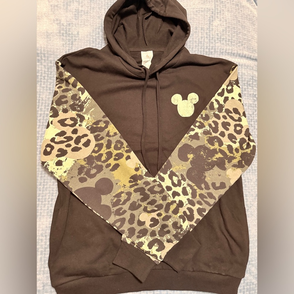 Disney Parks Mickey Mouse Leopard Print Hoodie women’s small NWT